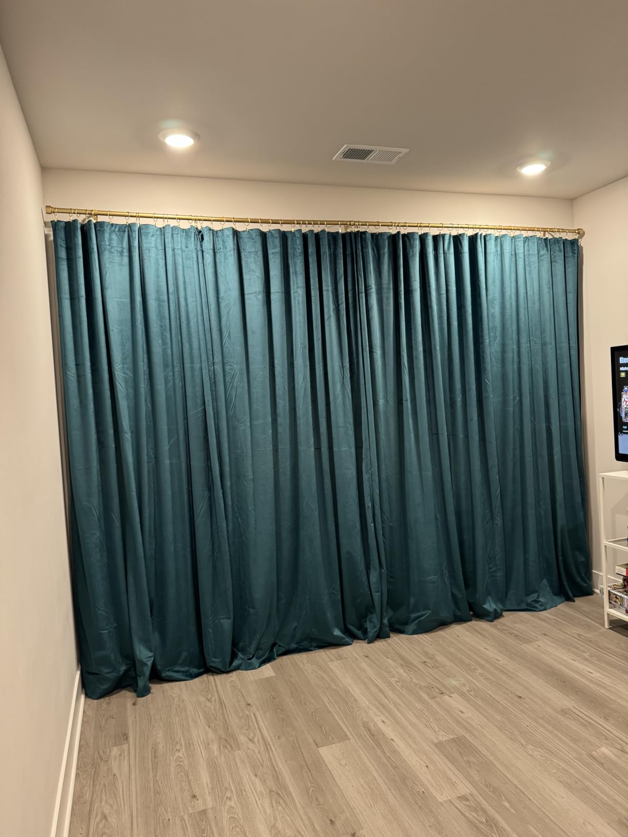 JIUZHEN Stone Blue Velvet Curtains 96 inch Length for Living Room Luxury Noise Reducing Rod Pocket Room Darkening Window Drapes for Bedroom Dining Room, 2 Panels, W52 x L96 inches customer photo 1
