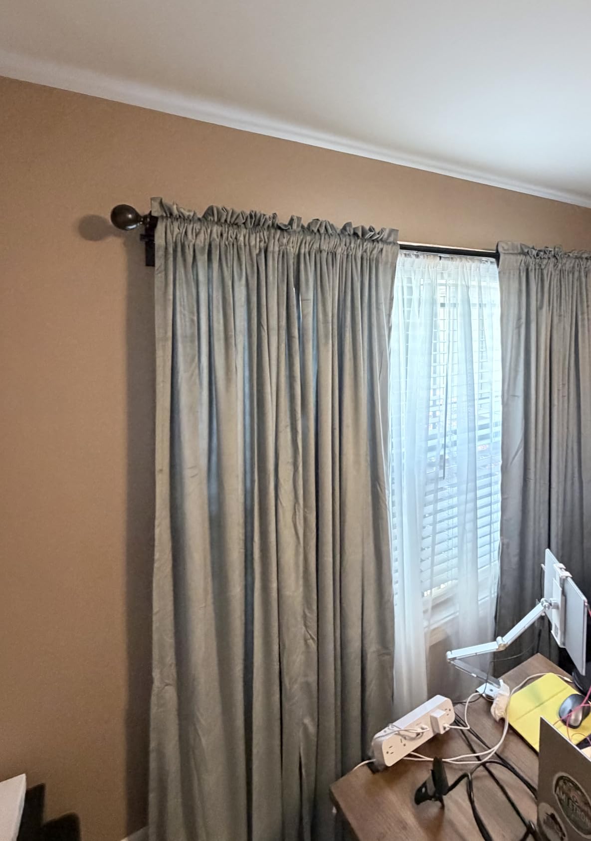 JIUZHEN Stone Blue Velvet Curtains 96 inch Length for Living Room Luxury Noise Reducing Rod Pocket Room Darkening Window Drapes for Bedroom Dining Room, 2 Panels, W52 x L96 inches customer photo 2