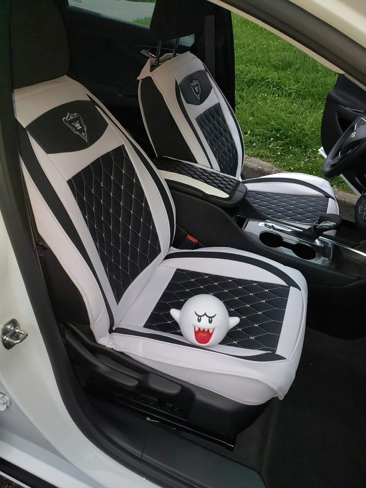 Car Seat Covers Full Set, Universal White PU Leather Auto Seat Protectors | Luxurious Heavy Duty Waterproof Automotive Vehicle Cover for Cars SUV Pick-up Truck, Non-Slip Seat Women's Car Accessories customer photo 2