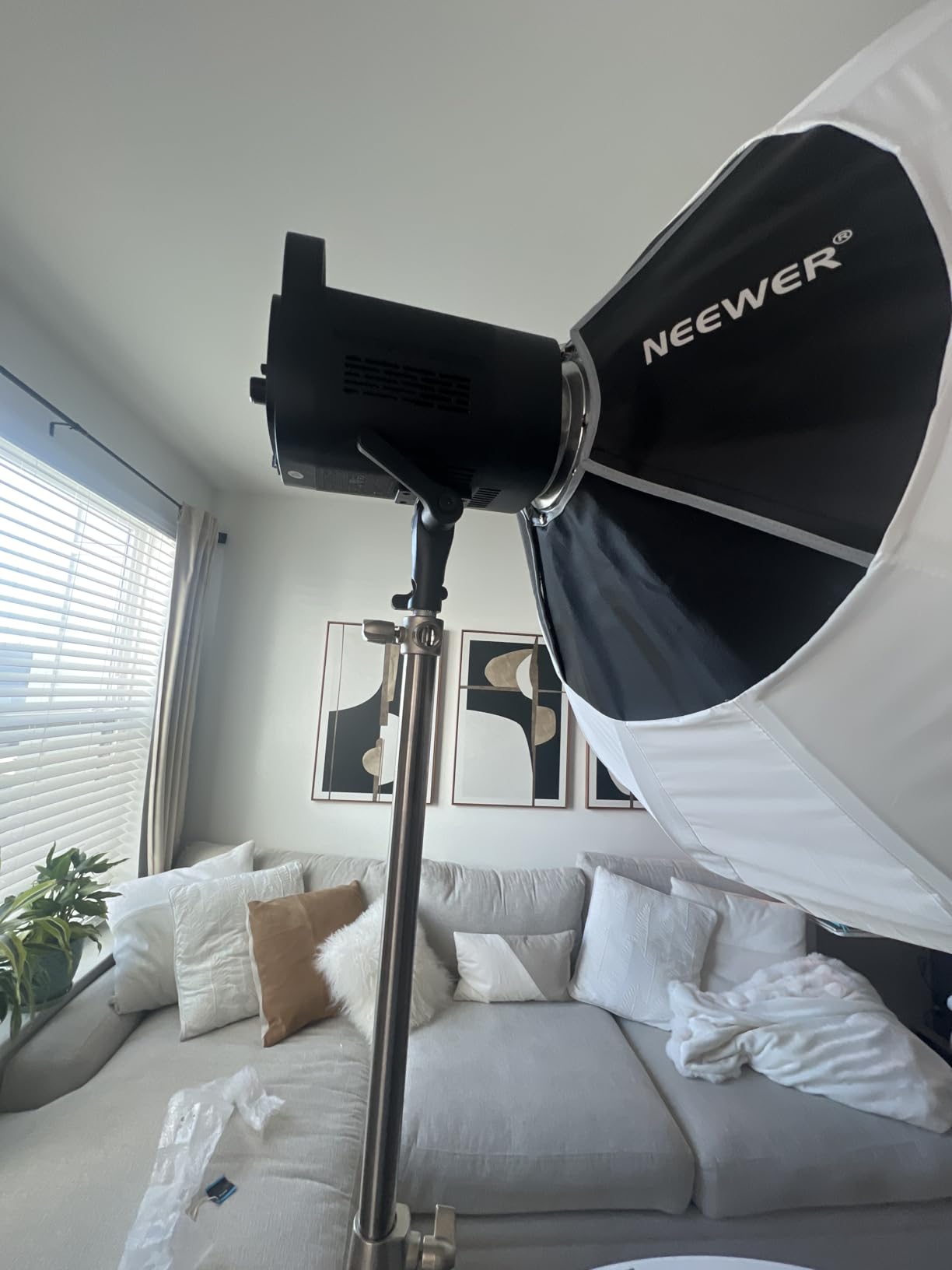 NEEWER 7.2ft/2.2m Stainless Steel Light Stand, Spring Cushioned Heavy Duty Photography Tripod Stand with 1/4