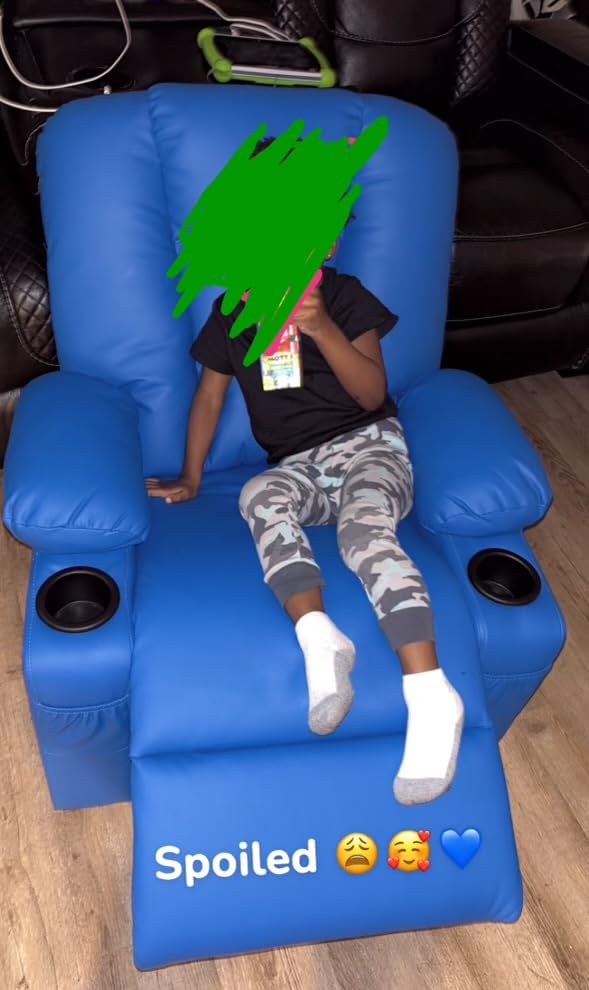 MCombo Big Kids Recliner for Ages 3+, Toddlers Recliner Sofa 7322 (Beige) | Child Reclining Chair, Cup Holders, Anti Slip Feet, Side Pockets, FSC Certified customer photo 2