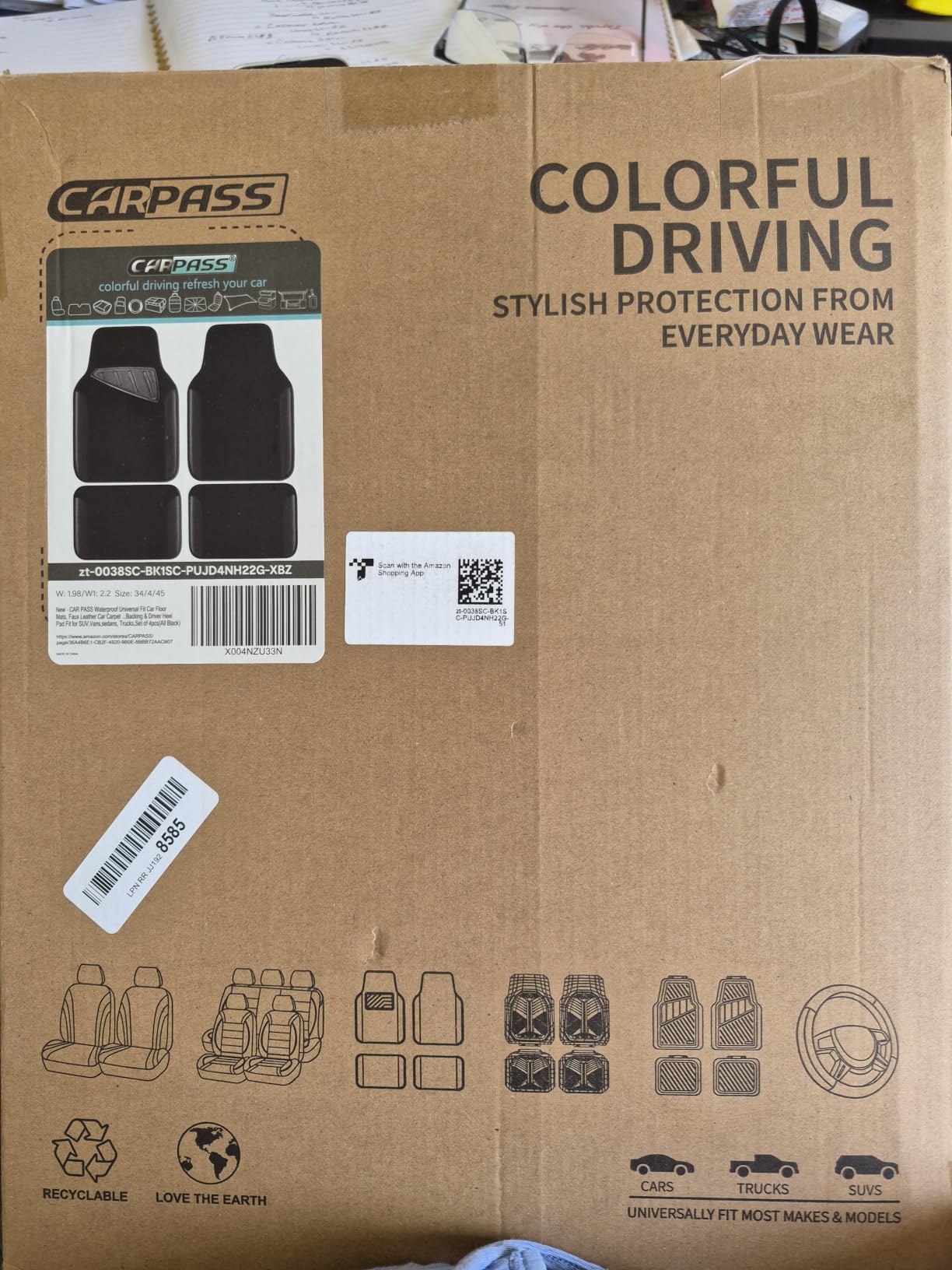 CAR PASS Waterproof Universal Fit Car Floor Mats, Faux Leather Car Carpet Mats, Black Car Mats with Anti-Slip Nibbs Backing & Driver Heel Pad Fit for SUV,Vans,sedans, Trucks,Set of 4pcs(All Black) customer photo 1