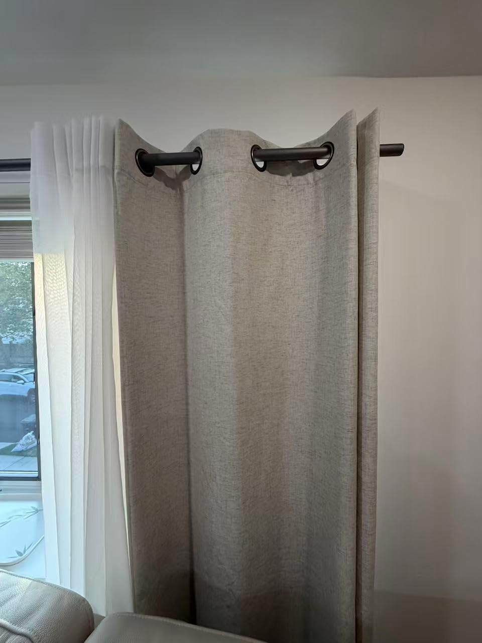 NICETOWN Natural 100% Blackout Linen Curtains 84 inch Long Burg for Living Room, 2 Panels, 52
