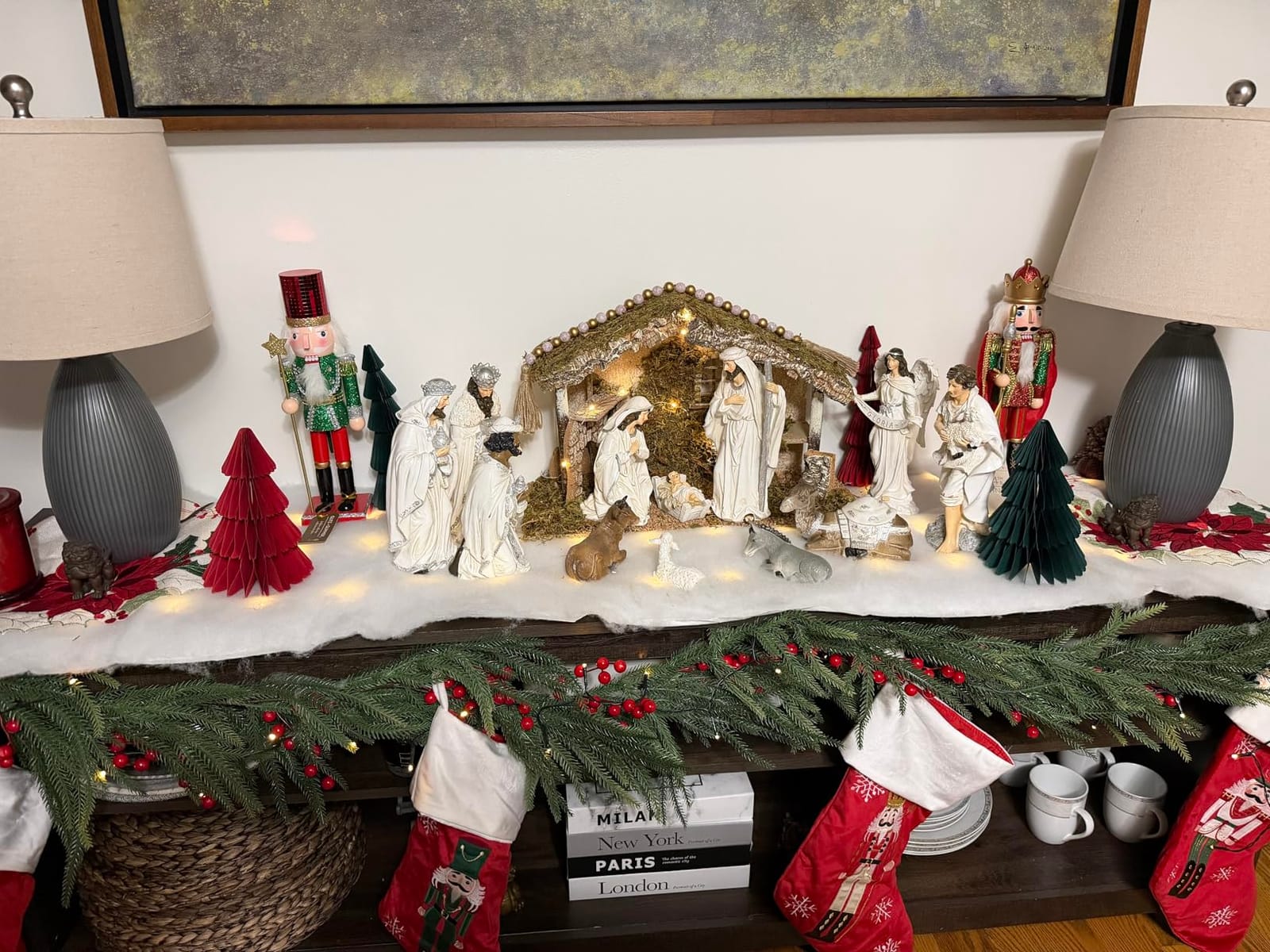 Glitzhome 12Pcs Ivory Resin Nativity Figurines Set Christmas Nativity Sets Tabletop Scenes Ornaments Xmas Nativity Collectible Figurines Indoor Decor Miniatures Statues Figures 10.00