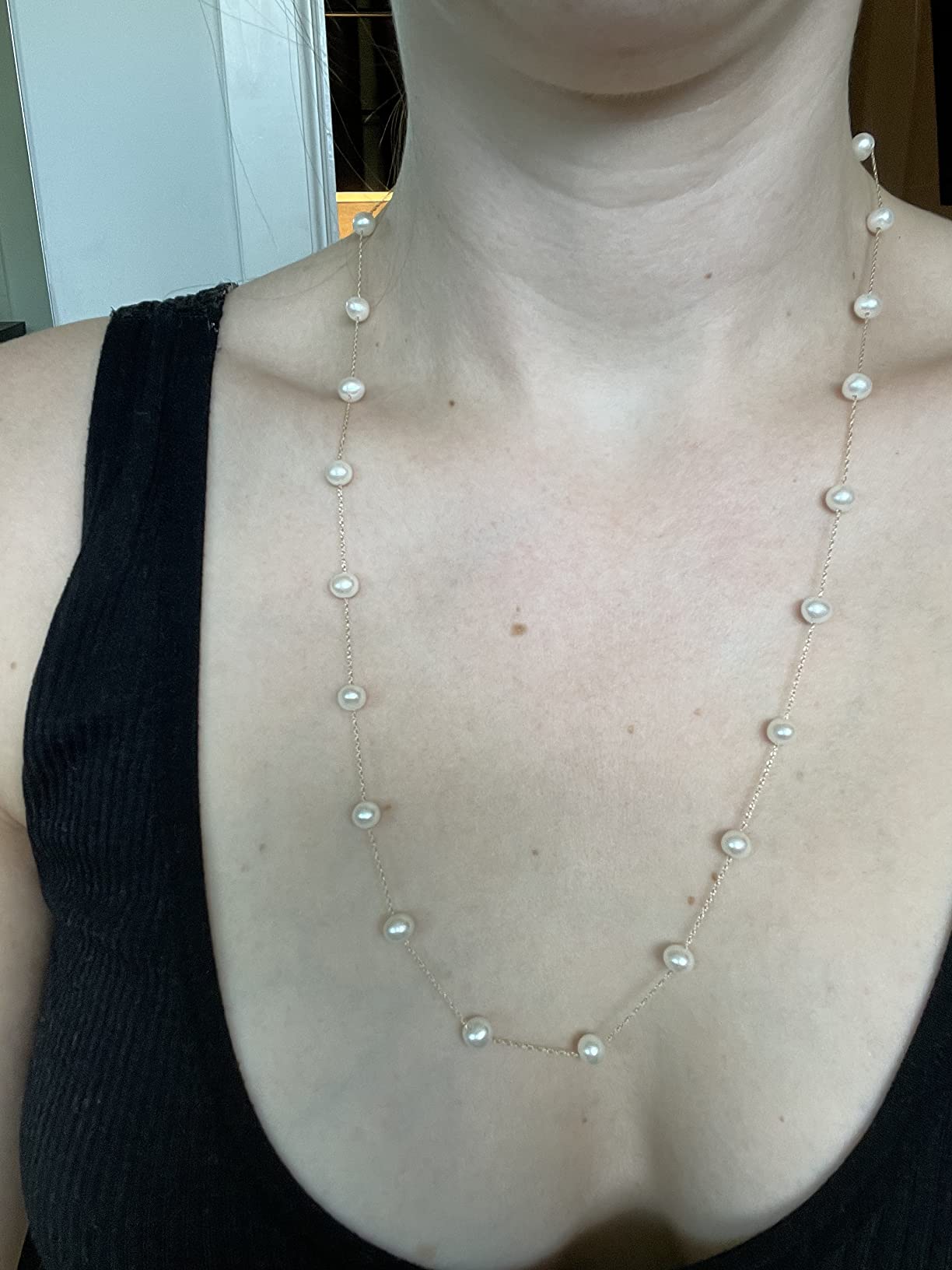 5-5.5mm Cultured Pearl Station Necklace in 14kt Yellow Gold customer photo 1