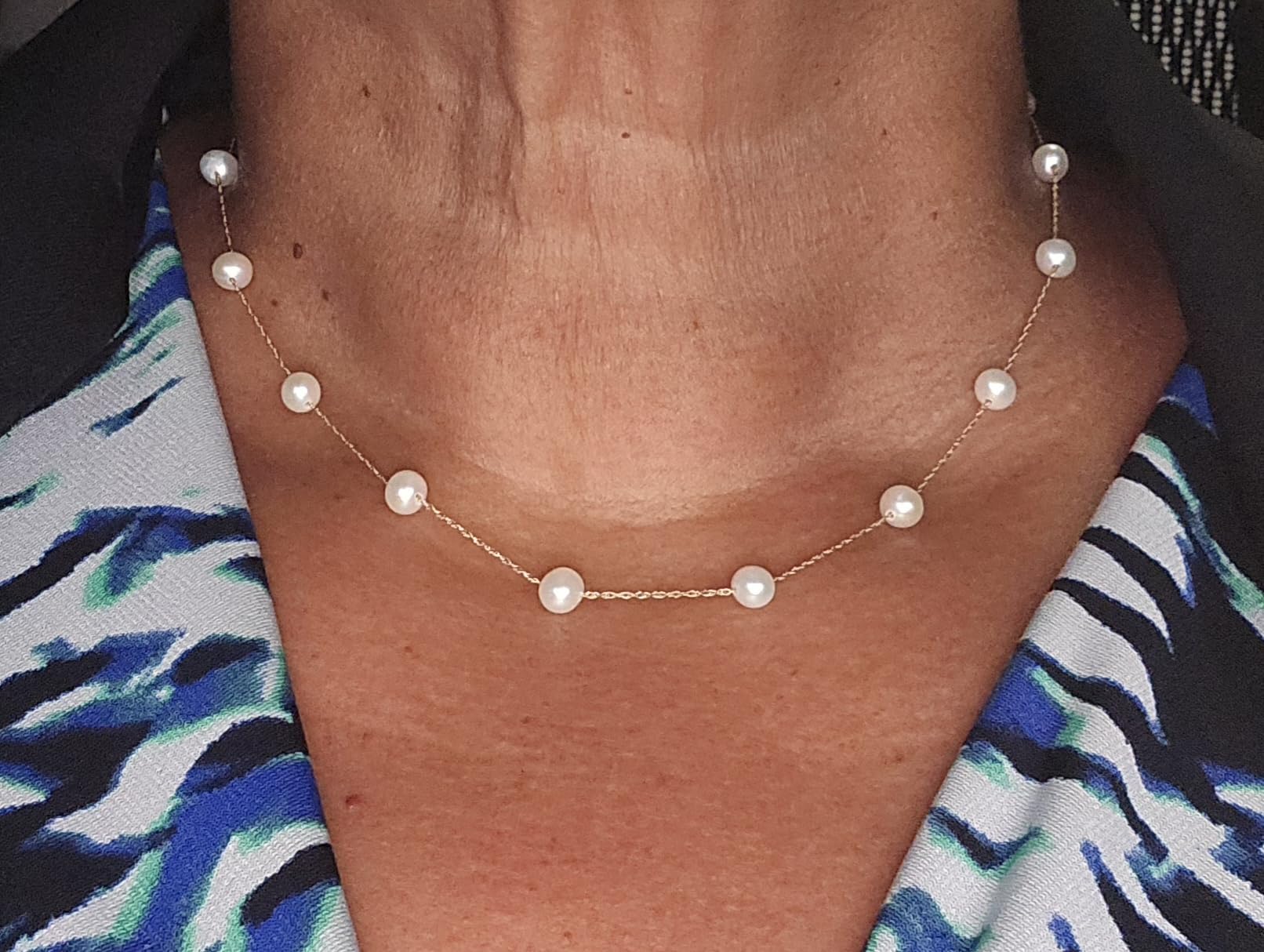 5-5.5mm Cultured Pearl Station Necklace in 14kt Yellow Gold customer photo 2