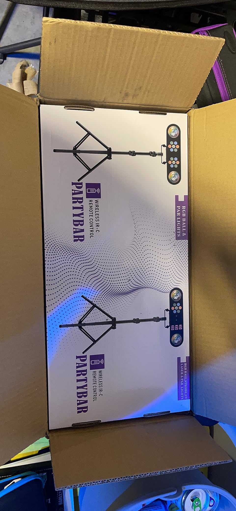Telbum DJ Lights with Stand, 5 in 1 Party Bar Light Set with Rotating Ball, Strobe, UV, Colorful LED Par Light and Pattern, Sound Activated DJ Lighting System for Disco Stage Gig Band Wedding customer photo 1