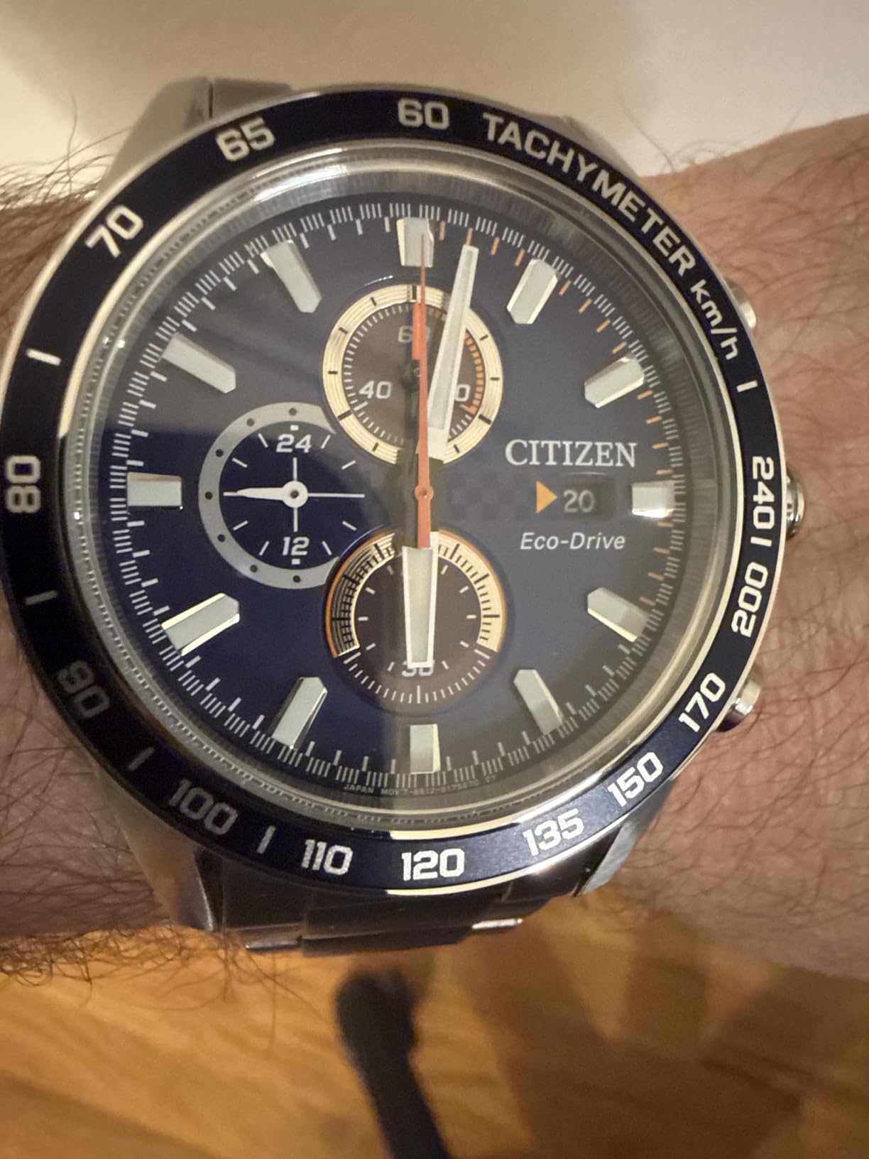 Citizen Men's Sport Casual Brycen Eco-Drive Chronograph Stainless Steel Watch, 12/24 Hour Time, Date, Tachymeter, 100 Meters Water Resistant, Spherical Mineral Crystal, Weekender customer photo 1