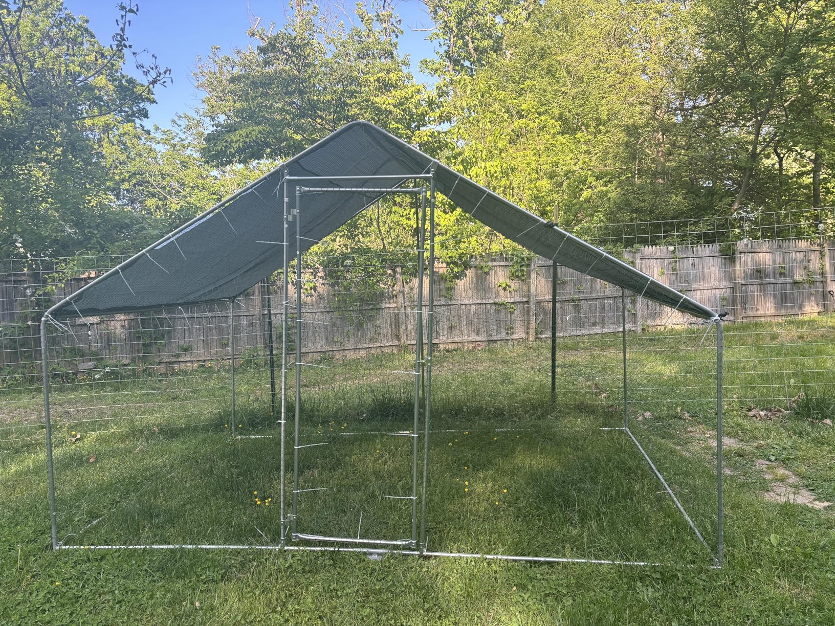 Large Metal Chicken Coop Round Top Upgrade Tri-Supporting Wire Mesh Chicken Run,Chicken Pen with Water-Resident and Anti-UV Cover,Duck Rabbit House Outdoor(19'L x 9'W x 6.5'H) customer photo 1