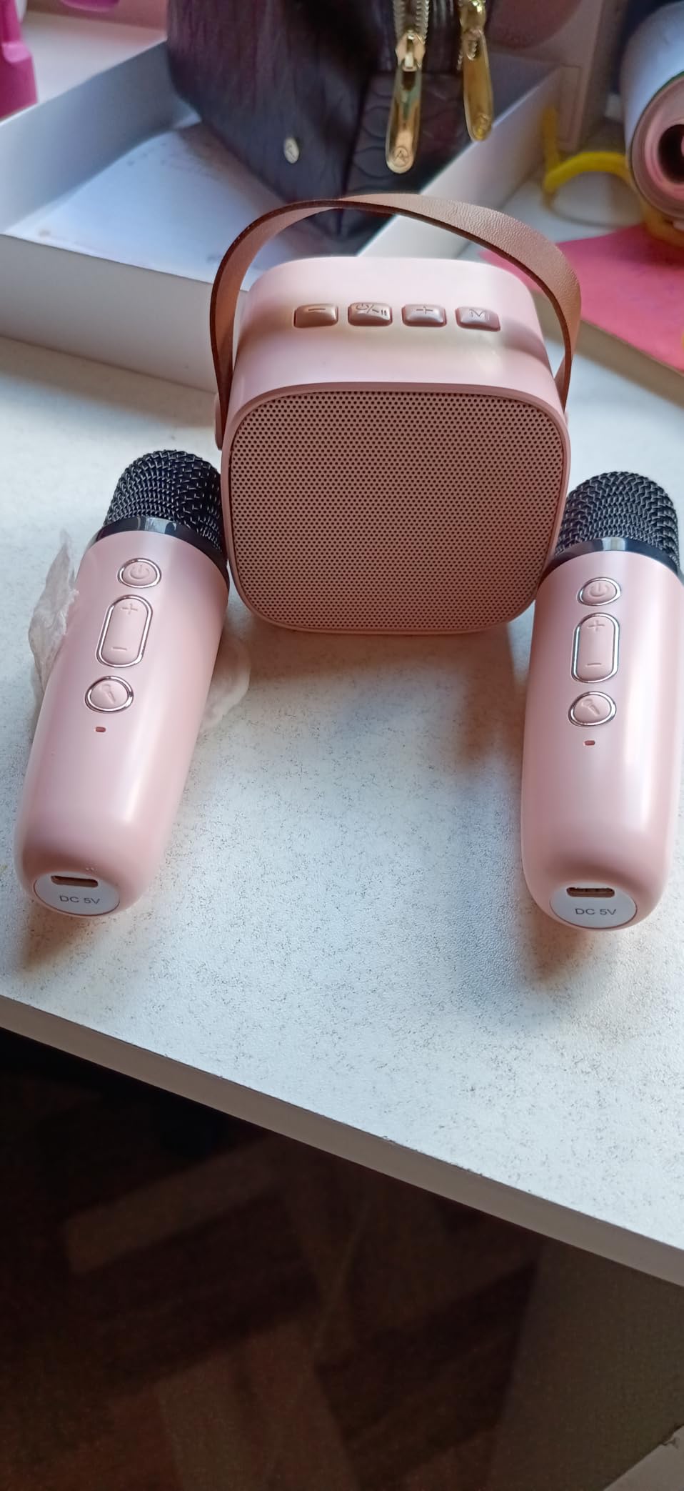 YLL Karaoke Machine for Kids, Top Birthday Gifts Toys for Boys Ages 4-12+ | 2 Rechargeable Wireless Mics, Mini Portable Bluetooth Speaker, 5 Magic Voices, Party Singing Toys for 3 4 5 6 7 8 9 10 Years customer photo 2
