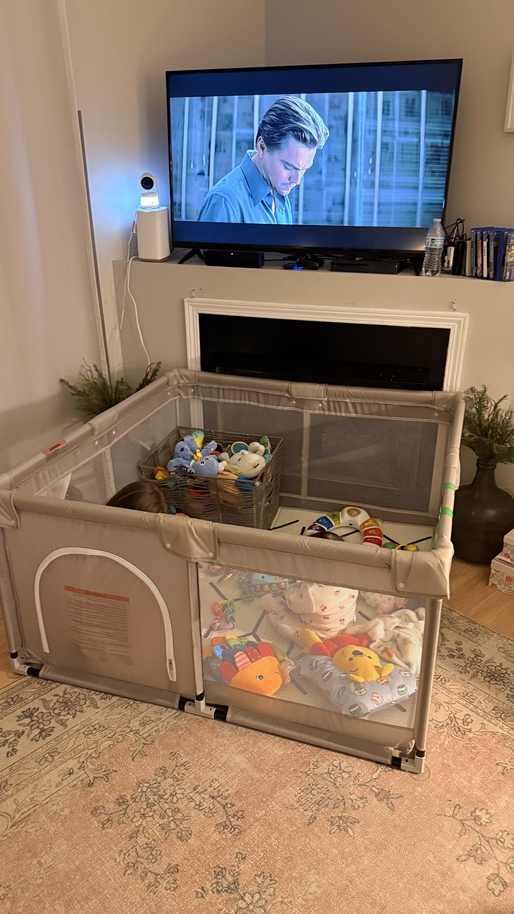 ZEEBABA 47x47in Baby Playpen with mat, Play Yard for Babies Toddlers, Grey, Small Baby Play Pens, Play Yard for Infants with Play Mat, 47x47inch Playard with Gate customer photo 2