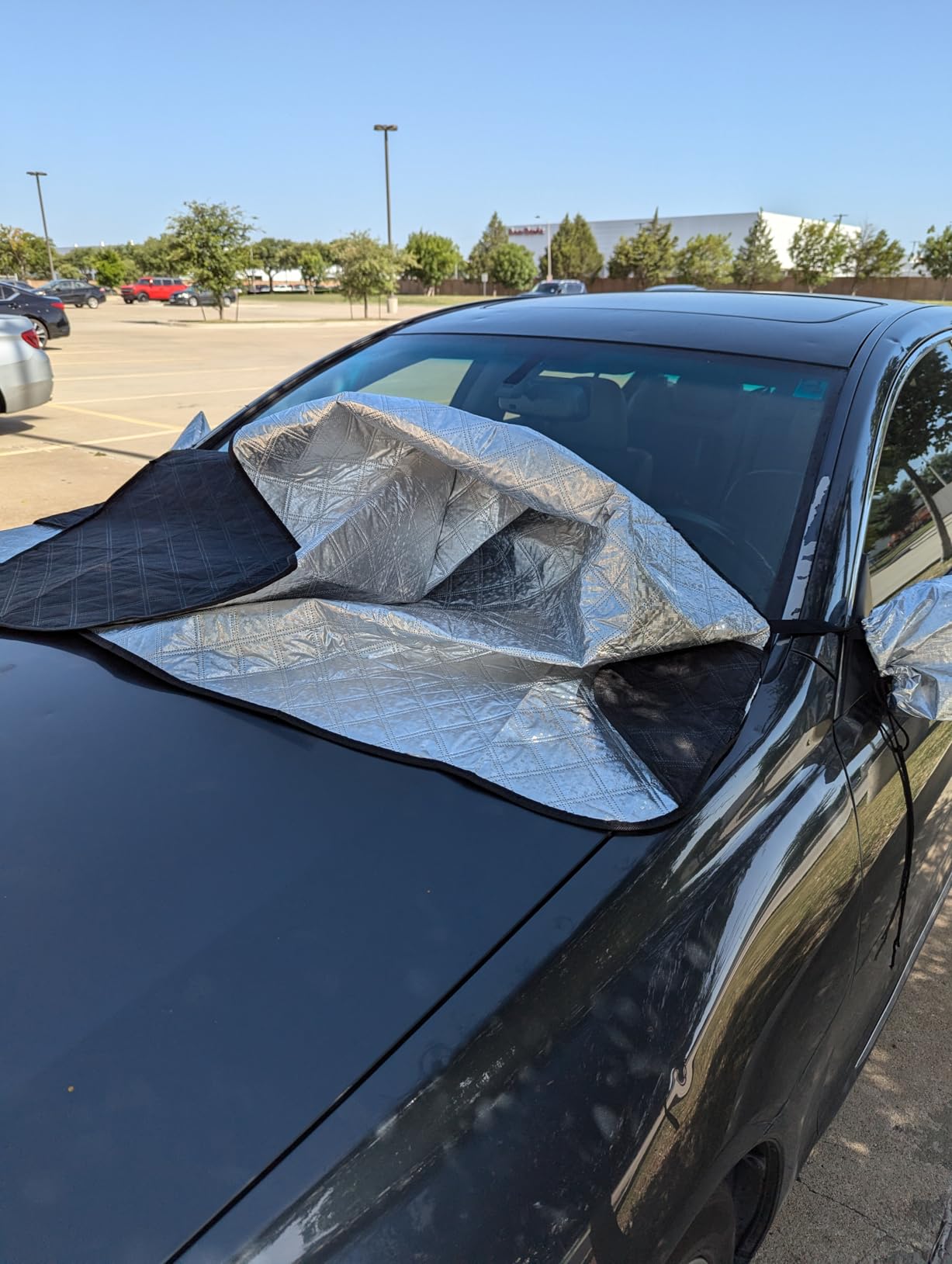 8sanlione 4-Layer Windshield Snow Cover with Side Mirror Covers | Magnetic edges, all-weather use, fits cars, SUVs, and trucks, automotive accessories customer photo 1