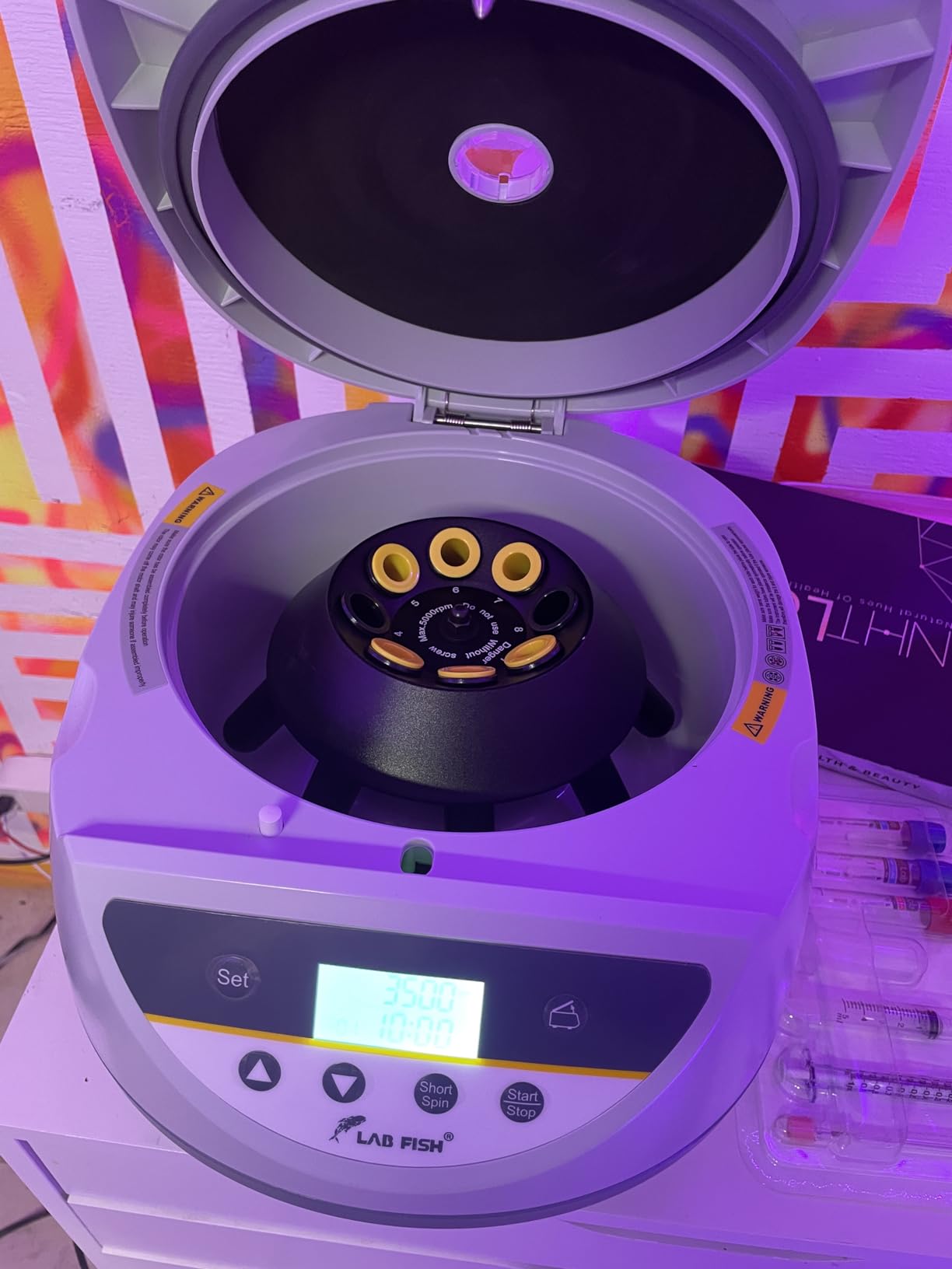 LAB FISH LC-8S Centrifuge, 8x2/5/10/15ml Tubes | 500-5000RPM low speed, max 3074xg RCF, timer, benchtop centrifuge machine for PRP, plasma & lab sample separation customer photo 1
