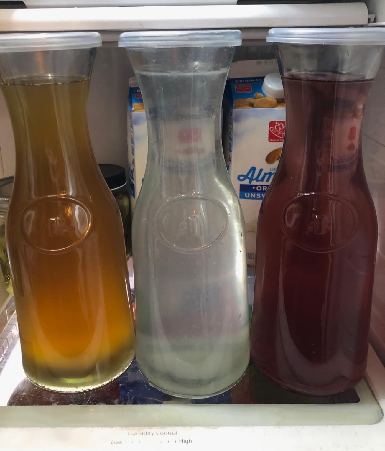 Glass Carafe Pitchers, by Kook, Large Carafe - set of 3, Beverage Dispensers, Clear Jugs For Mimosas, Water, Wine, Milk and Juice, with Plastic Lids, 50 oz Dishwasher Safe customer photo 2