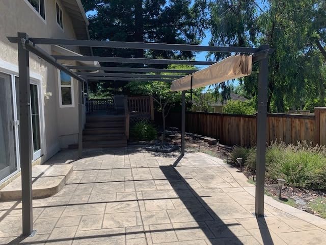 PURPLE LEAF Outdoor Pergola 12' X 18' Retractable Canopy Aluminum, Gray | Sliding Canopy, Custom Shade, Easy Care, Thick Posts, Stronger Support, Premium Materials, Lasting Use, Yarn-Dyed Canopy customer photo 2