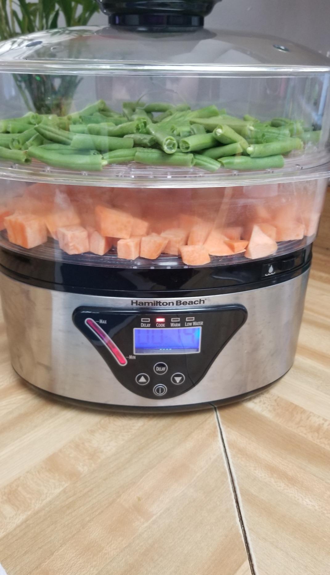Hamilton Beach Digital Electric Food Steamer, Rice Cooker & Egg Boiler | For Quick Healthy Cooking | 8.25 Qt. Stackable Three-Tier Bowls For Vegetables and Seafood | Auto Shutoff | Black & Stainless customer photo 1