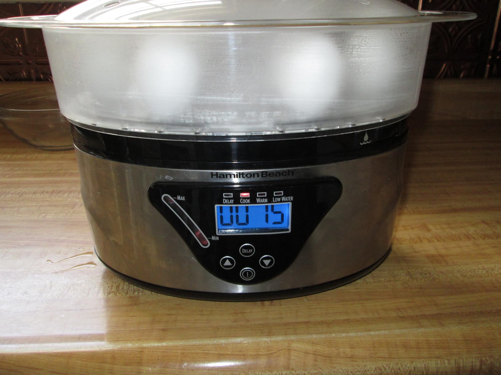 Hamilton Beach Digital Electric Food Steamer, Rice Cooker & Egg Boiler | For Quick Healthy Cooking | 8.25 Qt. Stackable Three-Tier Bowls For Vegetables and Seafood | Auto Shutoff | Black & Stainless customer photo 2