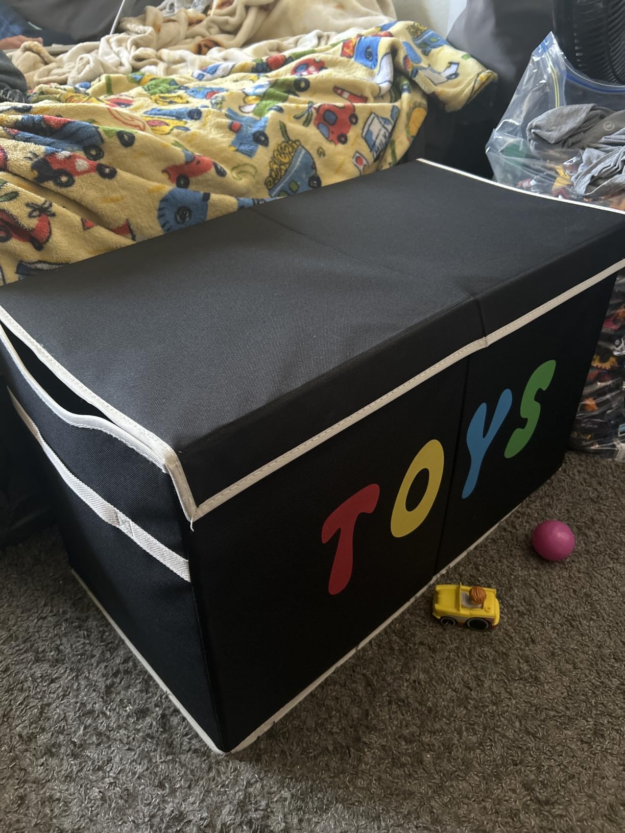 YOLOXO Toy Box Chest, Collapsible Sturdy Storage Bins with Lids, Extra Large Kids Toy Storage Organizer Boxes Bins Baskets for Kids, Boys, Girls, Nursery Room, Playroom, Closet (BLACK) customer photo 2