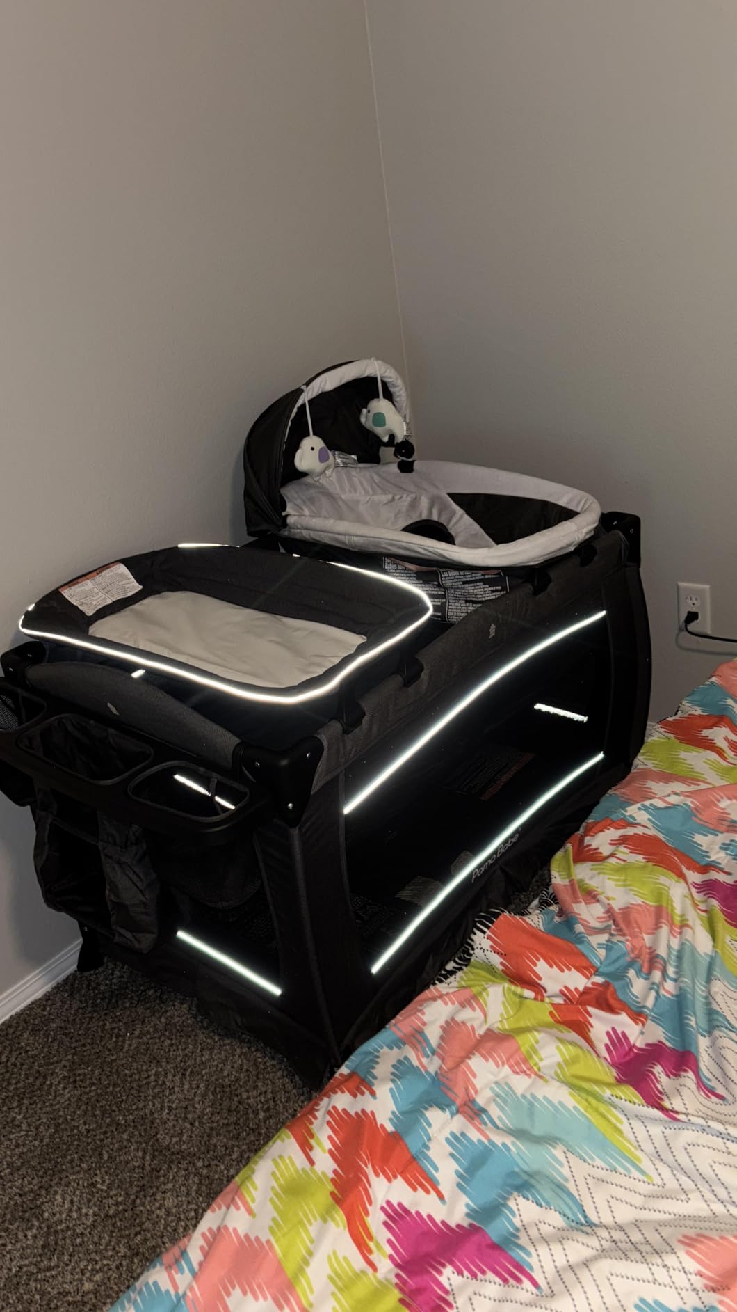 Pamo Babe Pack and Play 4-in-1 Baby Playard with Bassinet & Changing Table, Foldable Portable Playpen with Mattress, Travel Crib for Newborn to Toddler 0-36M-Black customer photo 2
