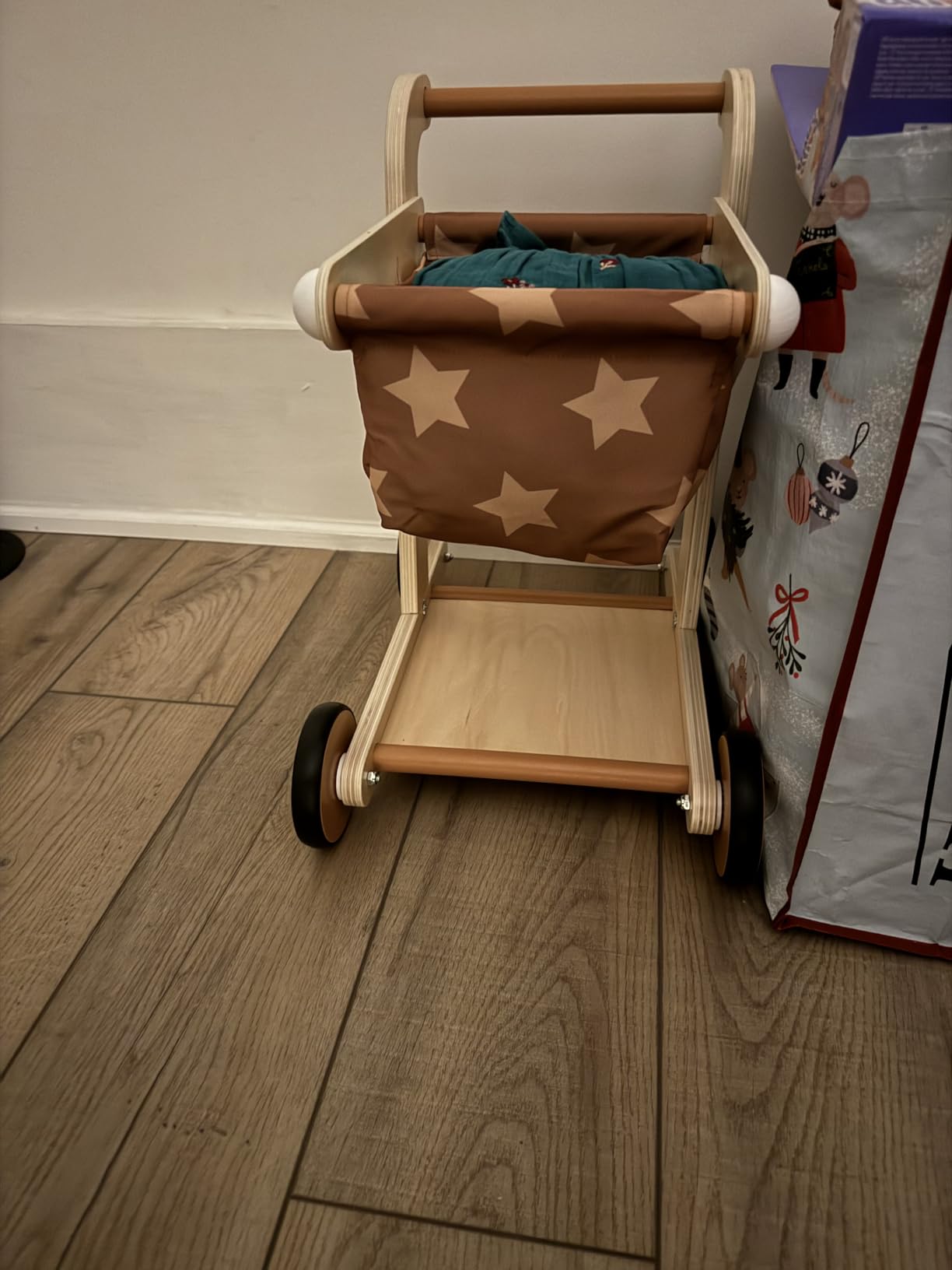 Asweets 2 in 1 Wooden Baby Walker Push and Pull Doll Stroller (Green) | Shopping Cart Learning Walker for Boys and Girls, Sit Stand Learning Toddler Toy customer photo 1