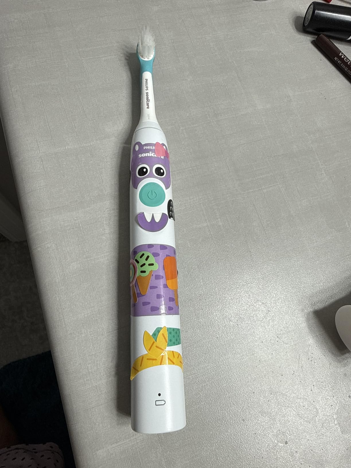 Philips Sonicare for Kids Electric Toothbrush, Design a Pet Edition, Gentle Clean, 2 Intensity Settings, KidPacer Timer, Includes Brush Head & Reusable Stickers, HX3601/01 customer photo 1