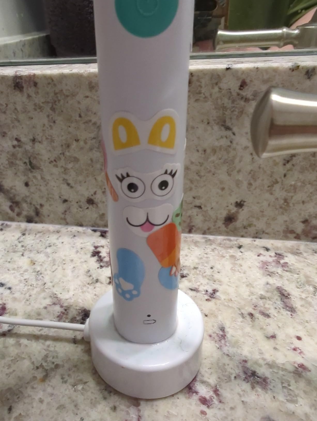 Philips Sonicare for Kids Electric Toothbrush, Design a Pet Edition, Gentle Clean, 2 Intensity Settings, KidPacer Timer, Includes Brush Head & Reusable Stickers, HX3601/01 customer photo 2