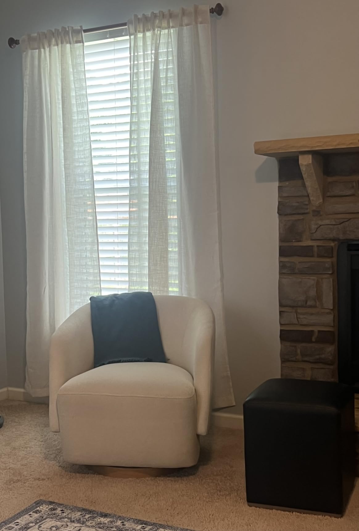 MIULEE Natural White Linen Curtains 52x84 Inch Long for Bedroom Living Room | Soft Thick Linen Textured Window Drapes, Semi Sheer Light Filtering, Rod Pocket Back Tab, Neutral Farmhouse Cream Ivory 2 Panels customer photo 2