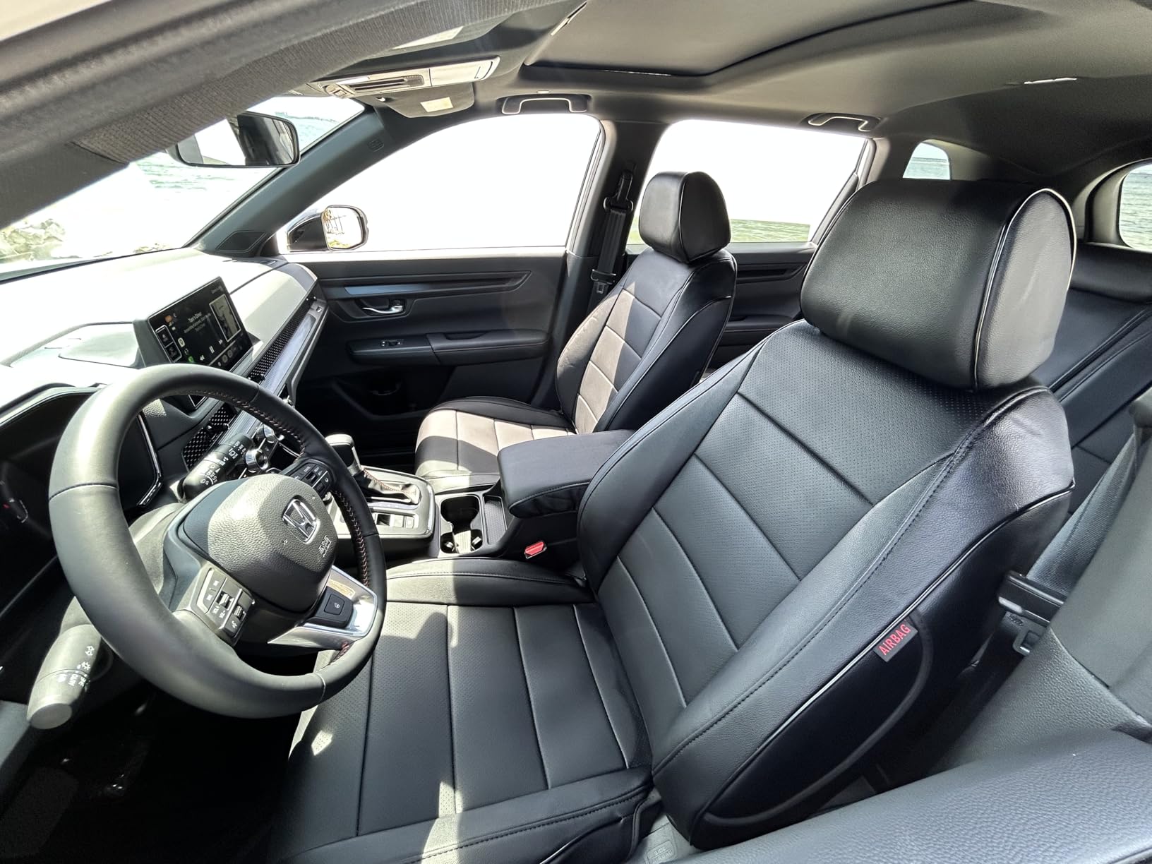 EKR Car Seat Covers for Honda CRV 2023-2026 Leatherette Full Set | Custom Fit for Honda CRV 2023 2024 2025 2026 Easy-Wipe Protection, Faux Leather (Black) customer photo 2