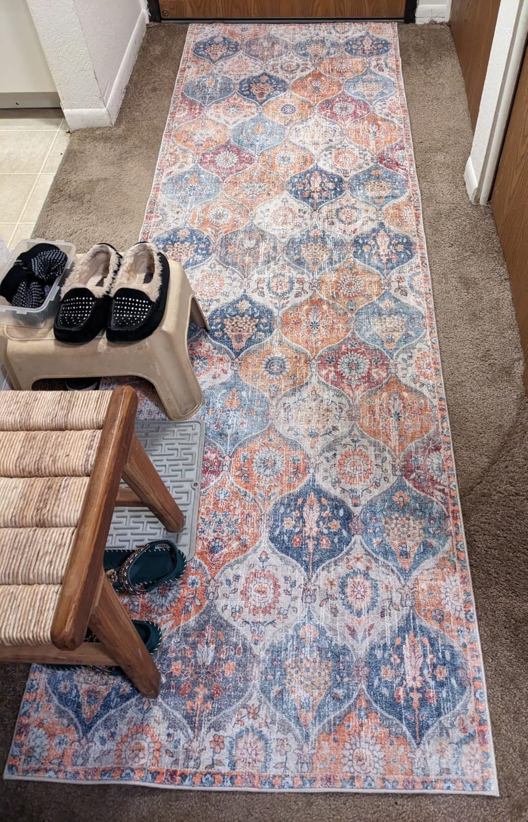 Lahome Moroccan Trellis Washable Small Area Rug, 3x5 Area Rug for Bedroom Living Room, Non-Slip Oriental Accent Throw Carpet for Kitchen Office Entryway Bathroom Office Elise, Cream/Multi customer photo 2