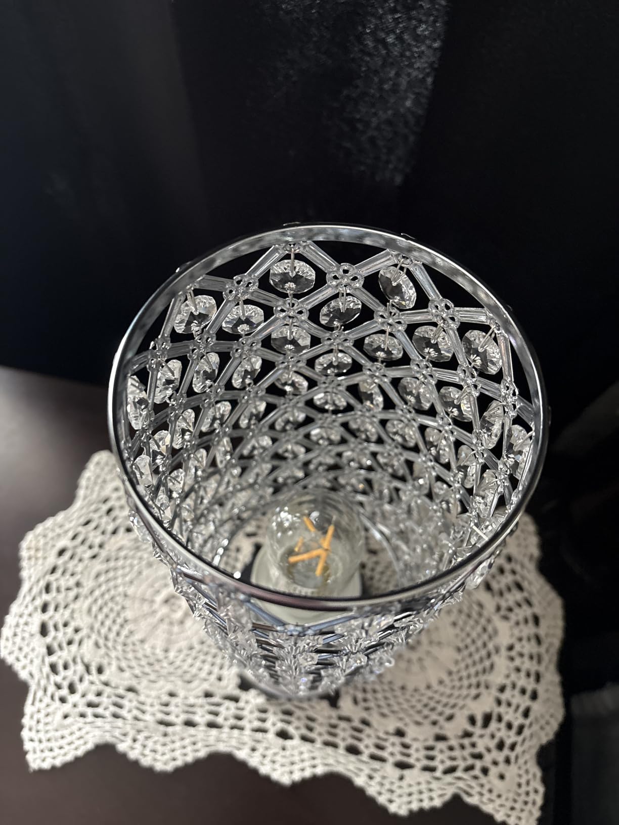 Silver Crystal Lamps Set of 2, 3-Way Dimmable Touch Lamps for Nightstand | USB-C+A & AC Outlet, Modern Table Lamp for Bedroom, Bedside, Night Stands, Glitter Lamp, Bulbs Included customer photo 2