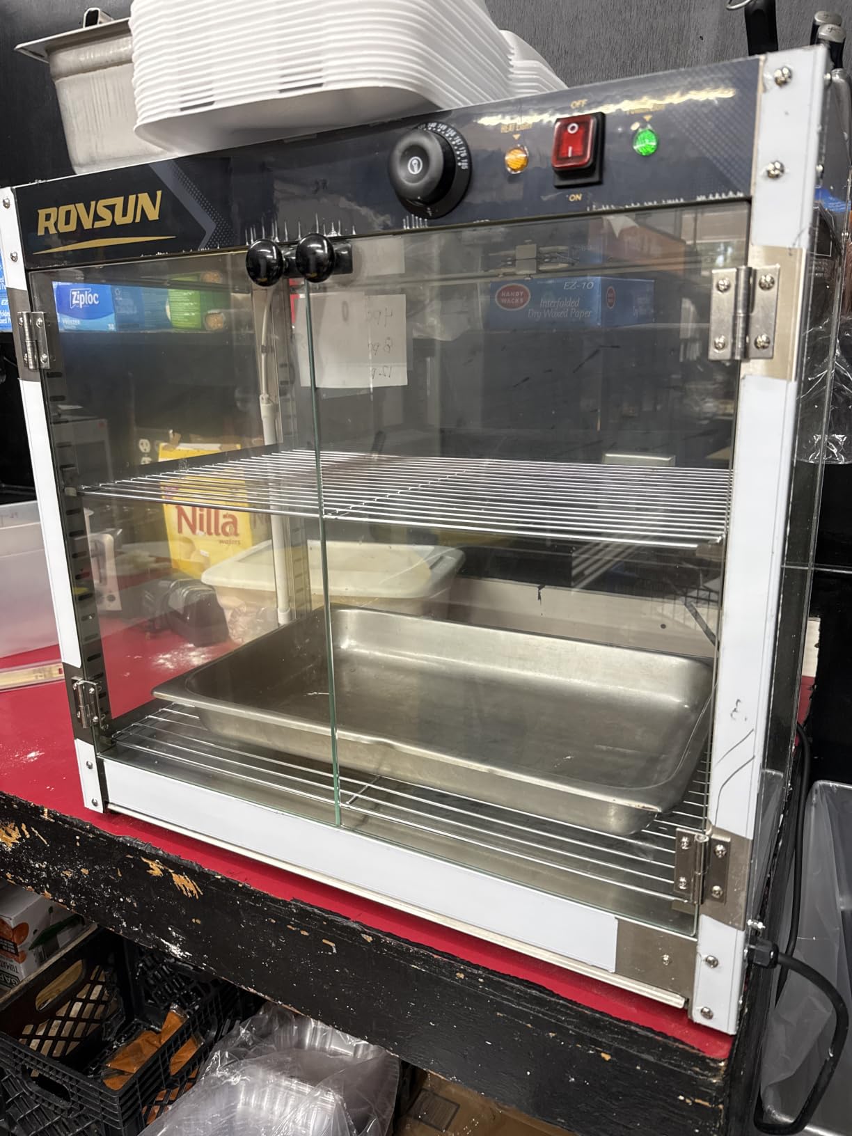 ROVSUN 3-Tier Commercial Food Warmer, Pizza Warmer Food Warmer Display with LED Lighting Removable Shelves Glass Door, Countertop Electric Food Warmer for Buffet Restaurant 110V 800W customer photo 1