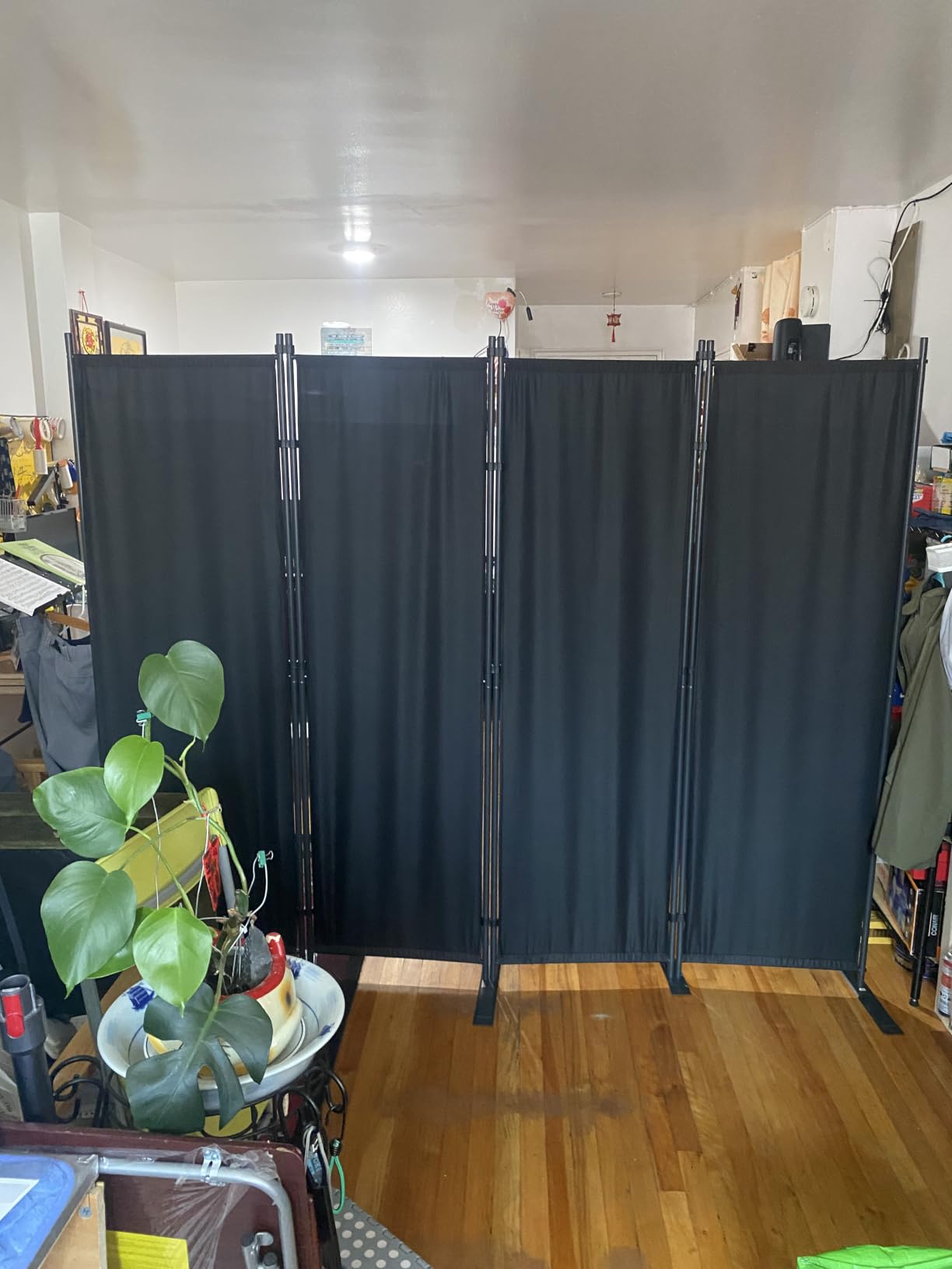 Room Divider 4 Panel-88''Wide,6FT Room Dividers and Folding Privacy Screens | Wider Metal Base & Non-wobbly, Fabric Divider Panel for Room Partition,Portable Wall Divider Screen for Bedroom,Office,Studio customer photo 1