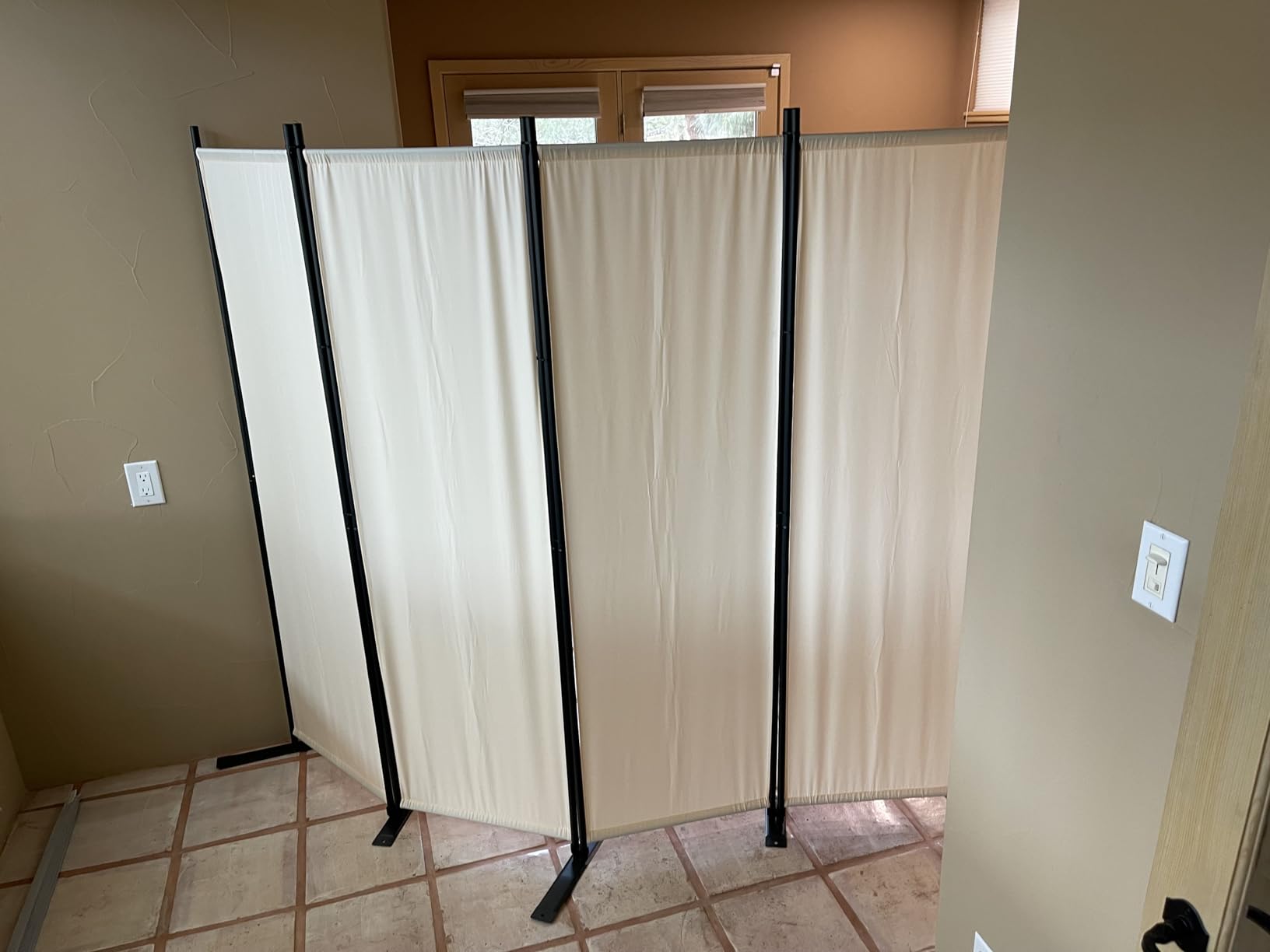 Room Divider 4 Panel-88''Wide,6FT Room Dividers and Folding Privacy Screens | Wider Metal Base & Non-wobbly, Fabric Divider Panel for Room Partition,Portable Wall Divider Screen for Bedroom,Office,Studio customer photo 2