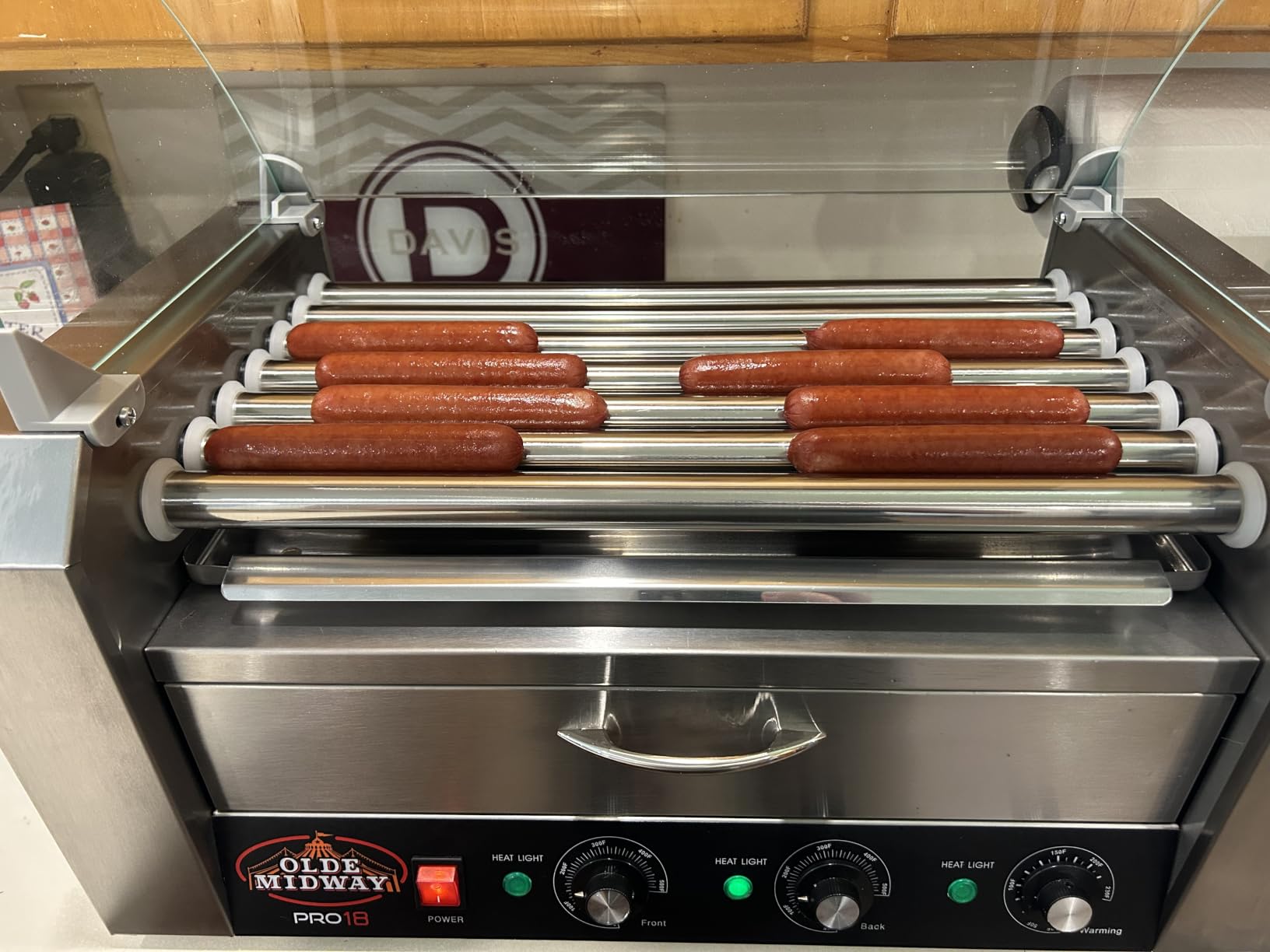 Electric 18 Hot Dog 7 Roller Grill Cooker Machine with Bun Warming Drawer and Cover - Commercial Grade, Stainless Steel customer photo 1