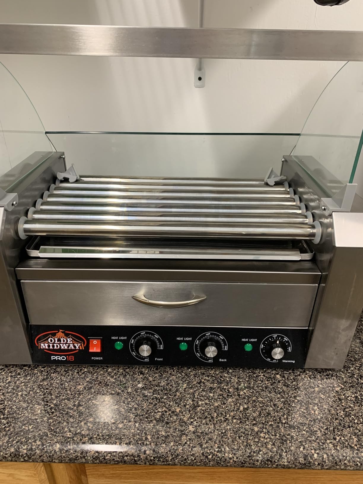 Electric 18 Hot Dog 7 Roller Grill Cooker Machine with Bun Warming Drawer and Cover - Commercial Grade, Stainless Steel customer photo 2