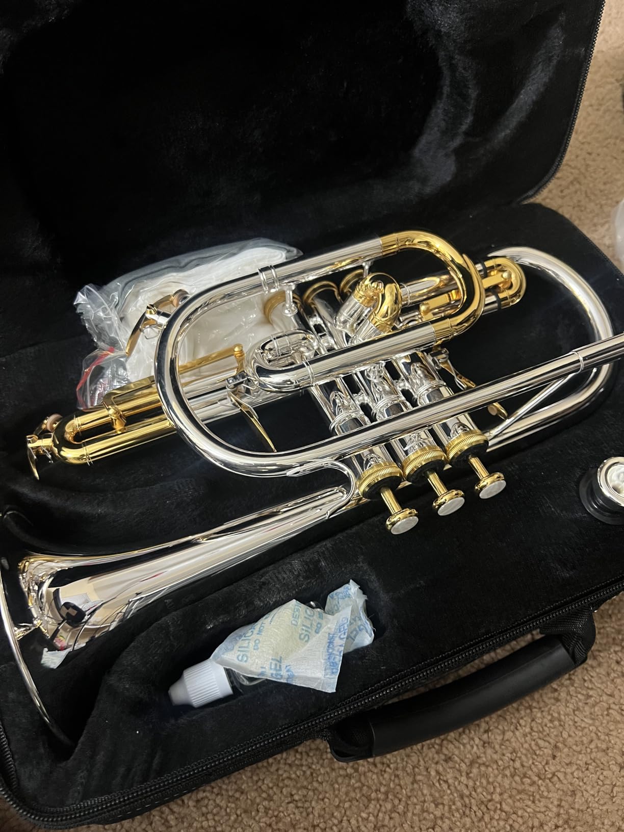 ACR8358S Trigger Cornet Brass Instrument Silver Cornets | Dual Triggers with Fast Stainless Steel Valves, Nickel Inner Slides, Mouthpiece and Lightweight Case for Advanced Players customer photo 2