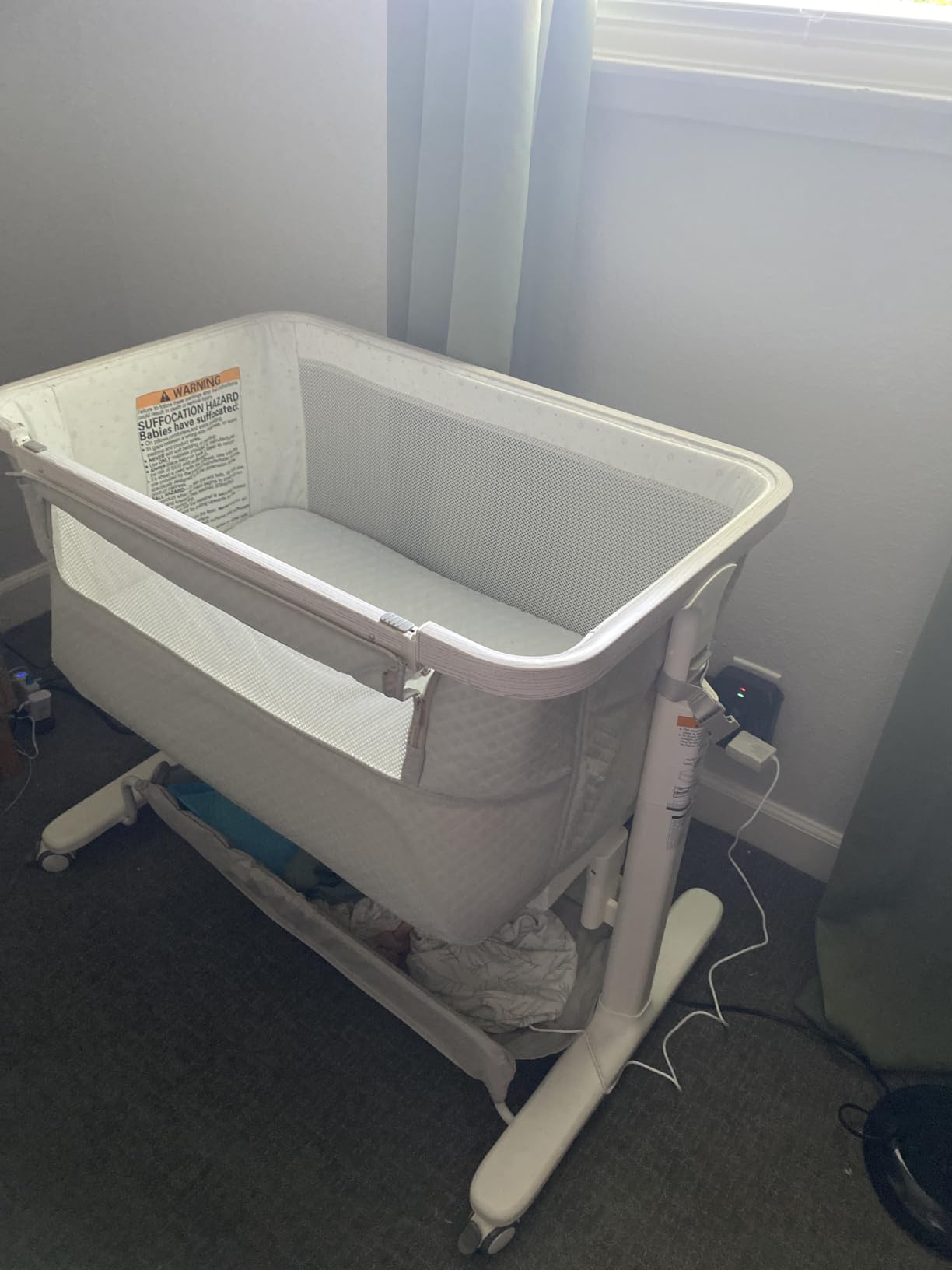 VaVaSoo Electric Rocking Bassinet for Baby | Automatic Rocks Itself 3 Speeds Auto Rolling Newborn Cradle 5 Height Adjustable with Music, Wheels, Storage, Dark Grey customer photo 2