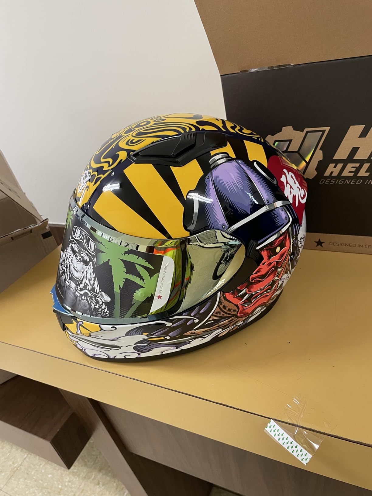 HAX Obsidian Full Face Dual Visor Adult Motorcycle Helmet DOT Approved Matte Black Gold L customer photo 1
