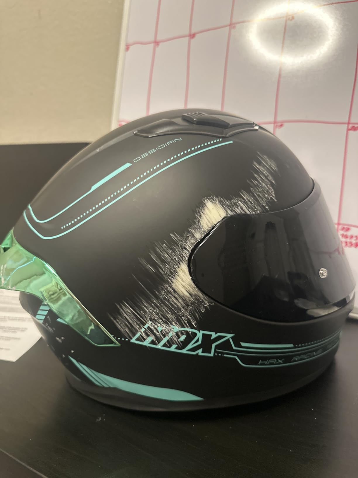 HAX Obsidian Full Face Dual Visor Adult Motorcycle Helmet DOT Approved Matte Black Gold L customer photo 2