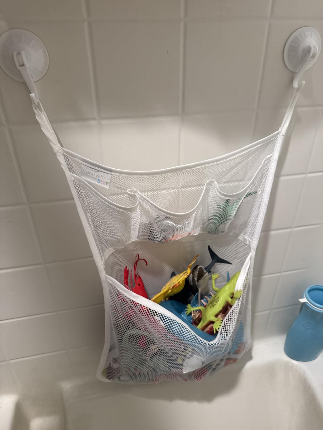Comfylife Mesh Bath Toy Holder Organizer - The Perfect Corner Bathtub Toy Storage & Bathroom or Shower Caddy customer photo 1