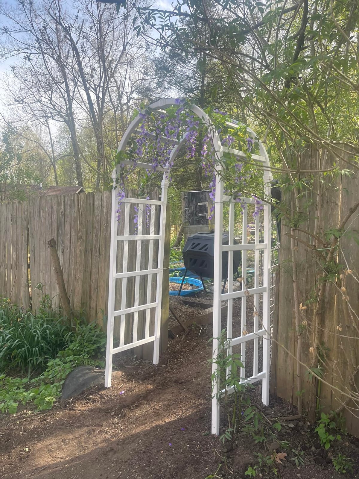 VINGLI Vinyl Garden Arbor, PVC Wedding Arch for Ceremony Party, Garden Trellis for Climbing Plants Outdoor, Arch Backdrop Stand for Garden, Backyard, Lawn customer photo 1