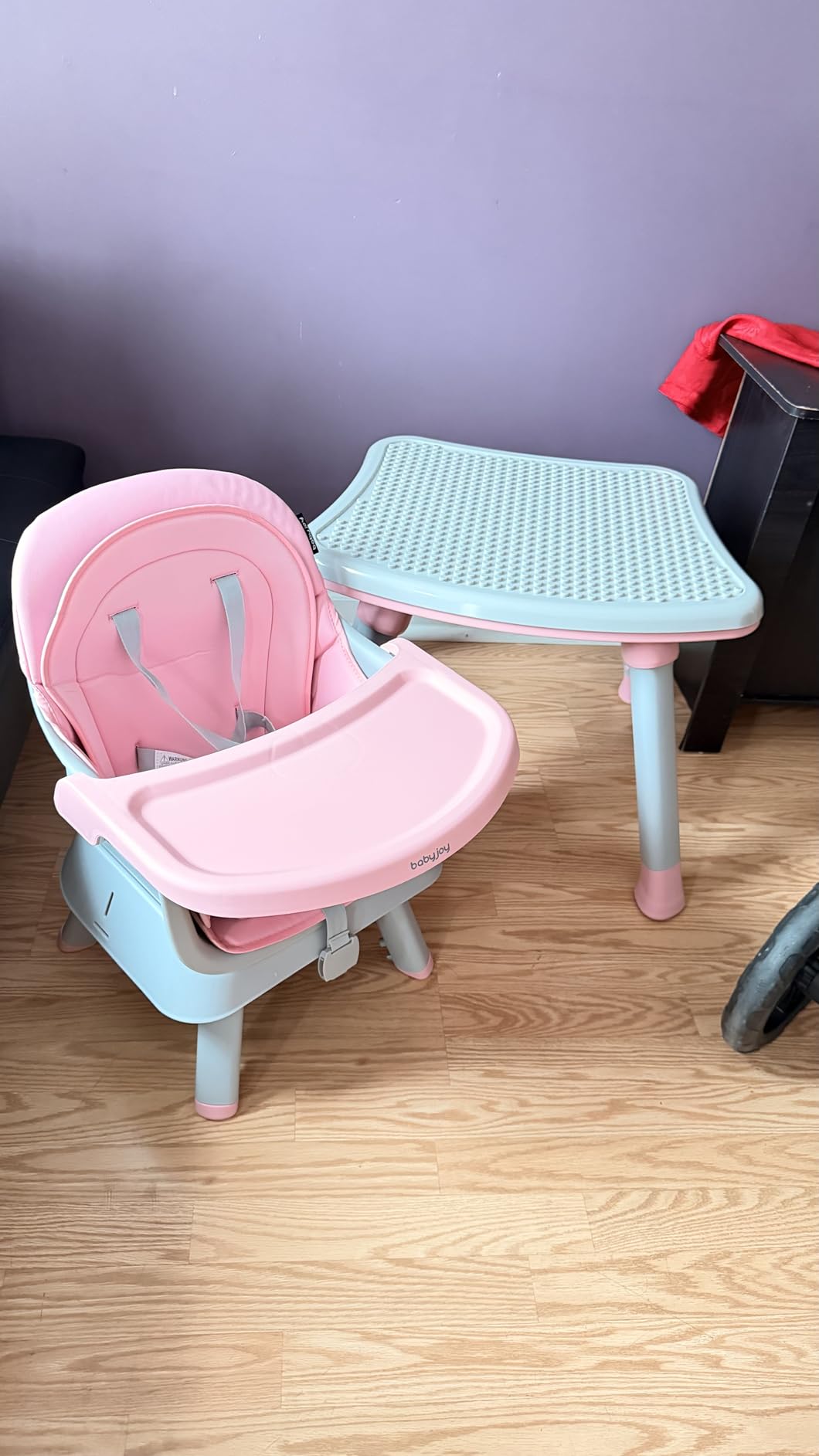 HONEY JOY 8 in 1 Baby High Chair, Convertible Highchair for Babies and Toddlers/Table and Chair Set/Building Block Table/Booster Seat/Stool/Toddler Chair with Safety Harness (Wave Gray) customer photo 1