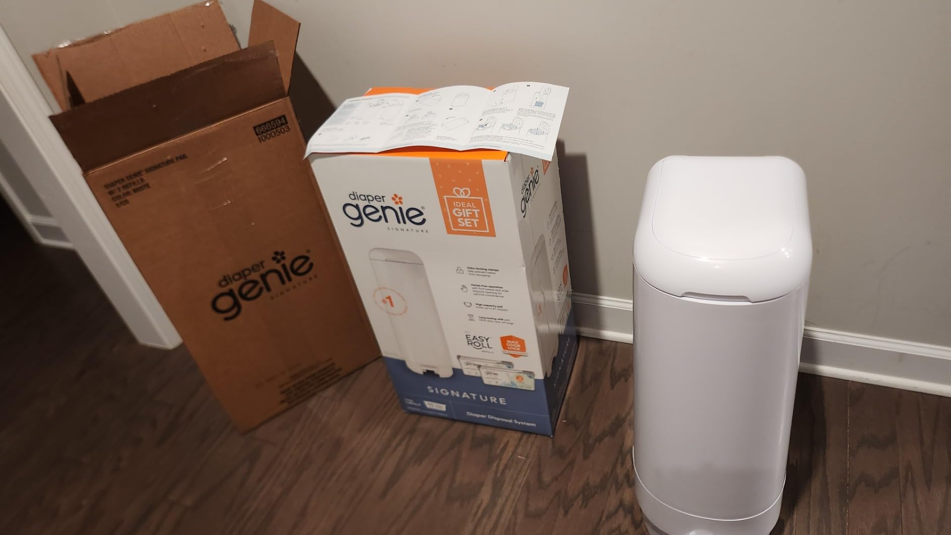 Diaper Genie Signature Pail Gift Set with 2 Easy Roll Refills, 48 bags customer photo 2