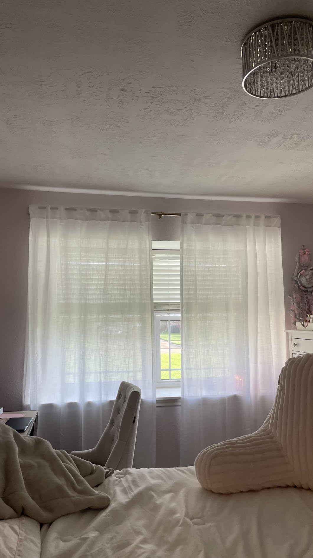 Cream Linen Back Tab Curtains 84 Inch Length for Living Room 2 Panel Set Neutral Modern Farmhouse Window Privacy Semi Sheer Linen Drapes Rustic Pinch Pleated Look Curtain Natural Ivory Colored customer photo 1