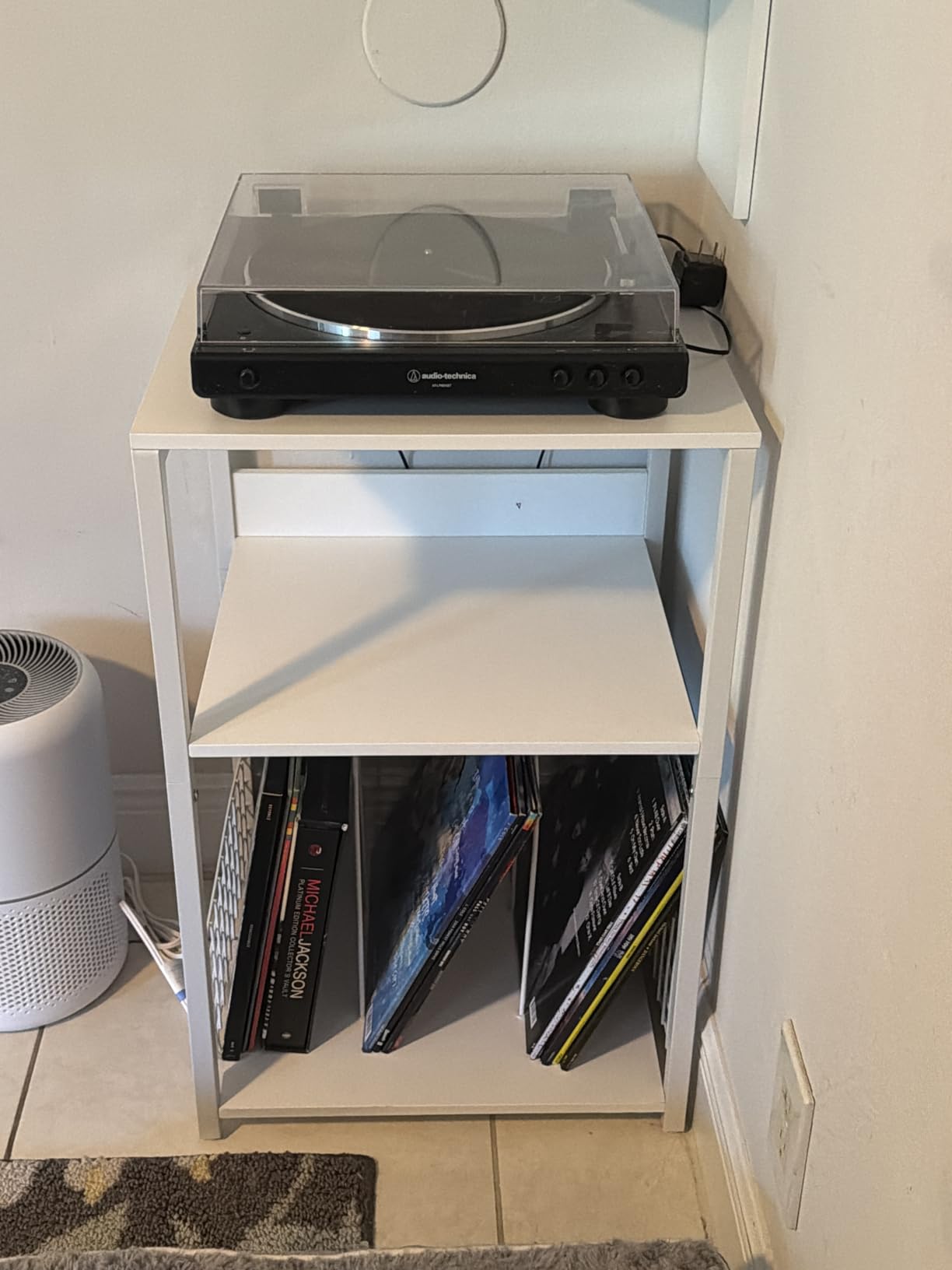 LELELINKY 3 Tier End Table,Record Player Stand with Storage Up to 100 Albums,Turntable Stand for Vinyl,Brown Records Shelf for Living Room Bedroom customer photo 1