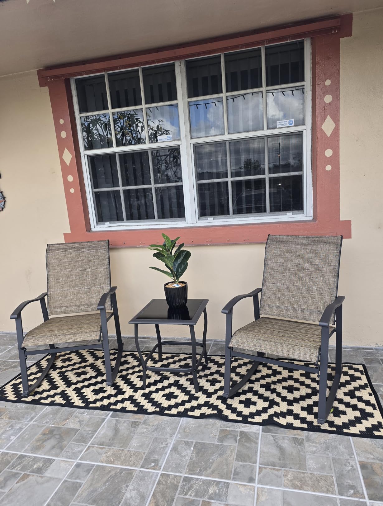 SAND MINE Reversible Mats, Plastic Straw Rug, Modern Area Rug, Large Floor Mat and Rug for Outdoors, RV, Patio, Backyard, Deck, Picnic, Beach, Trailer, Camping, Black & Beige, 6' x 9' customer photo 2