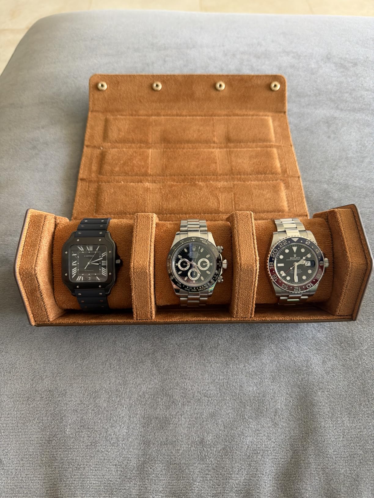 Watch Roll Travel Case for Men and Women - 2 Watch Storage and Organizer | Secure Storage with Innovative Removable Pillows & Solid Dividers (Brown-2 Slot) customer photo 2