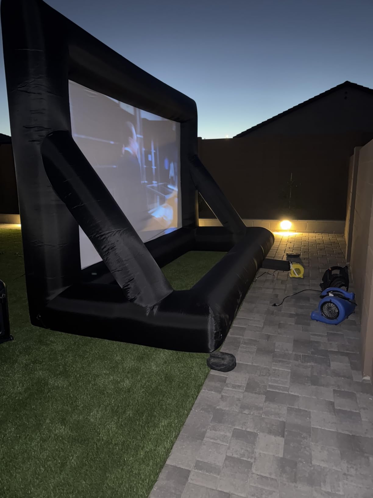 Inflatable Projector Screen, 24FT Blow Up Movie Screen Outdoor Projector, Easy Set Up One-piece Design Front & Rear Projection with Air Blower for Outside Backyard Family Movie Night Pool Party customer photo 2