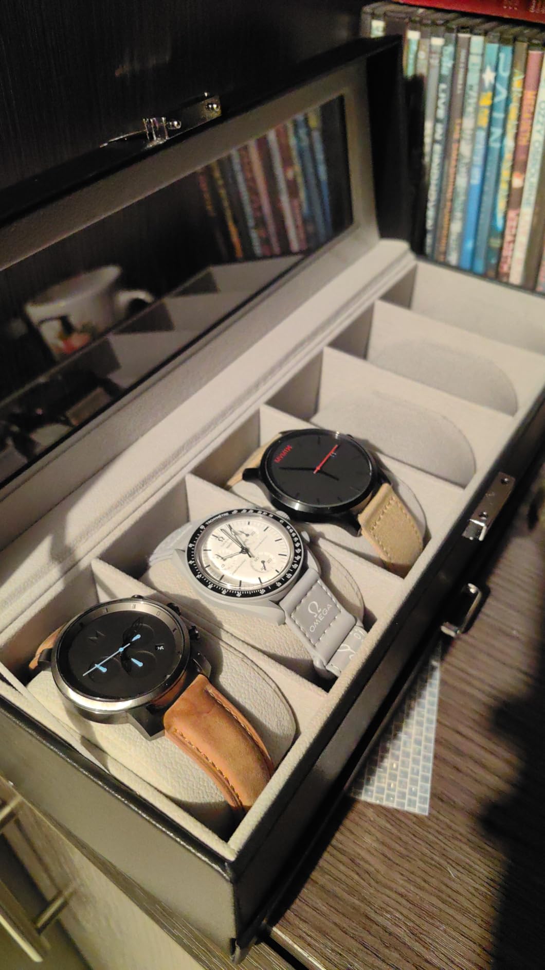 ProCase Watch Box, Fathers Day Gift for Dad, 6 Slot Watches Display Case with Drawer, Mens Watch Case with Glass Lid, 2-Layer Mens Jewelry Organizer Storage Holder -6 Slot, Espresso customer photo 1