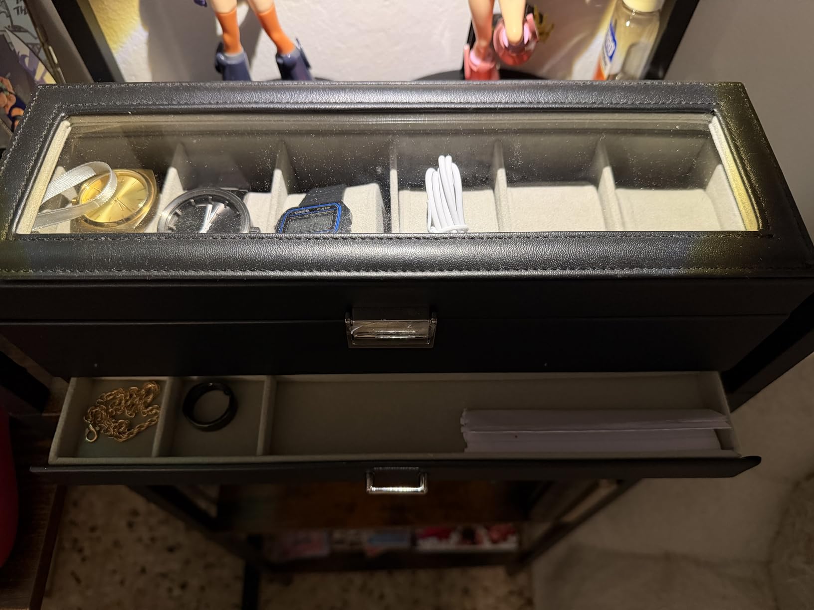 ProCase Watch Box, Fathers Day Gift for Dad, 6 Slot Watches Display Case with Drawer, Mens Watch Case with Glass Lid, 2-Layer Mens Jewelry Organizer Storage Holder -6 Slot, Espresso customer photo 2